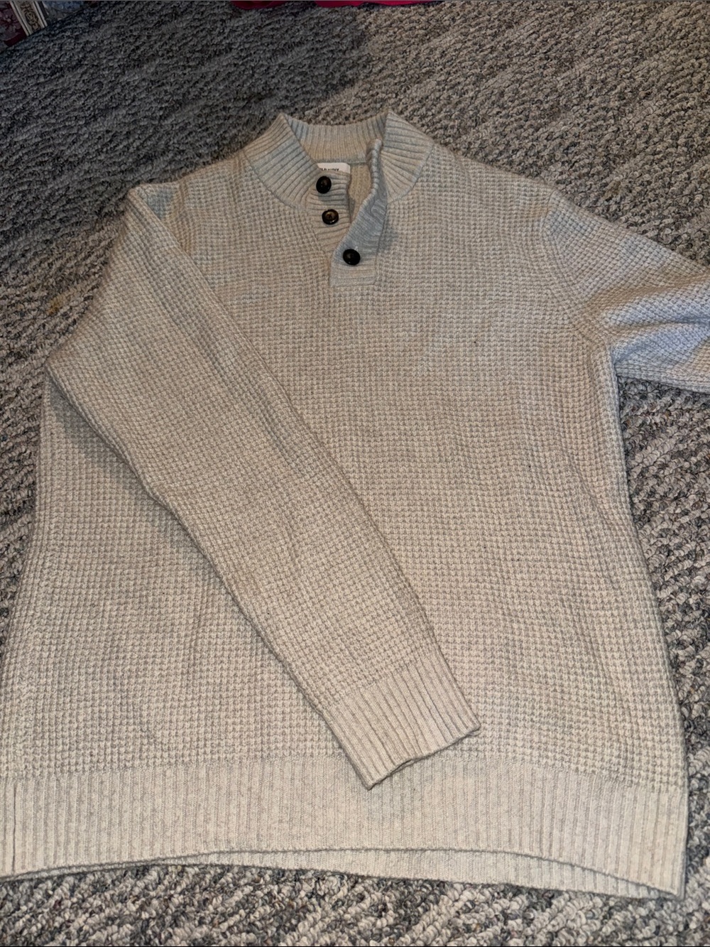 Old Navy Men's Cream Waffle-Knit Henley Crewneck Sweater